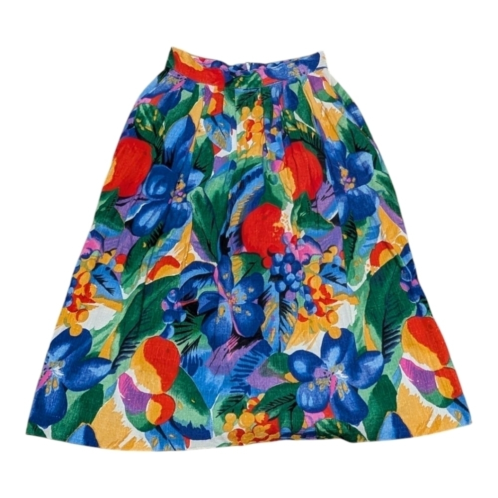 Vintage NORTON MCNAUGHTON Floral Flowy A-Line Skirt Colorful Zany  (Size 10)